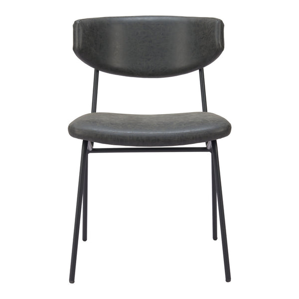 Homeroots Set Of Two Stylish Gray And Black Upholstered Faux Leather Dining Chairs – Versatile Accent Seating!   555809
