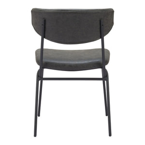 Homeroots Set Of Two Stylish Gray And Black Upholstered Faux Leather Dining Chairs – Versatile Accent Seating!   555809