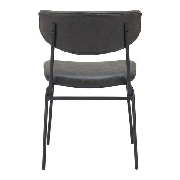 Homeroots Set Of Two Stylish Gray And Black Upholstered Faux Leather Dining Chairs – Versatile Accent Seating!   555809