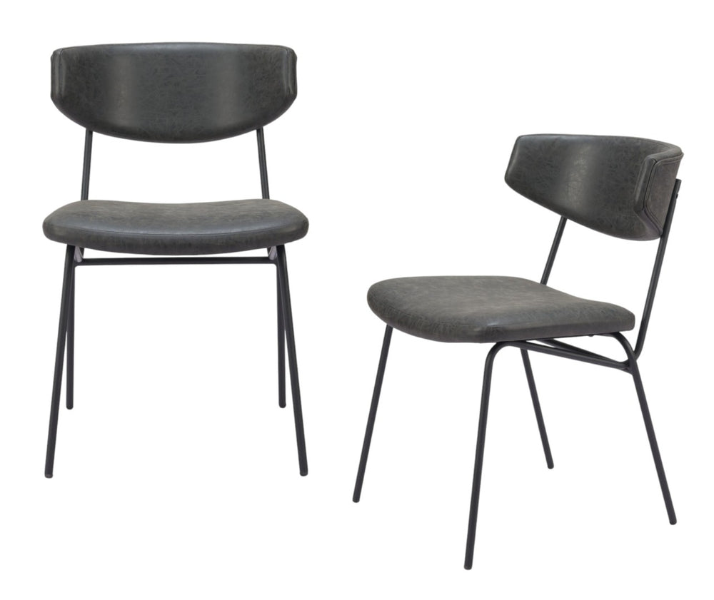 HomeRoots Set of Two Gray and Black Upholstered Faux Leather Dining Chairs – Modern Comfort & Versatile Style 555809
