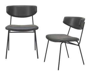 HomeRoots Set of Two Gray and Black Upholstered Faux Leather Dining Chairs – Modern Comfort & Versatile Style 555809