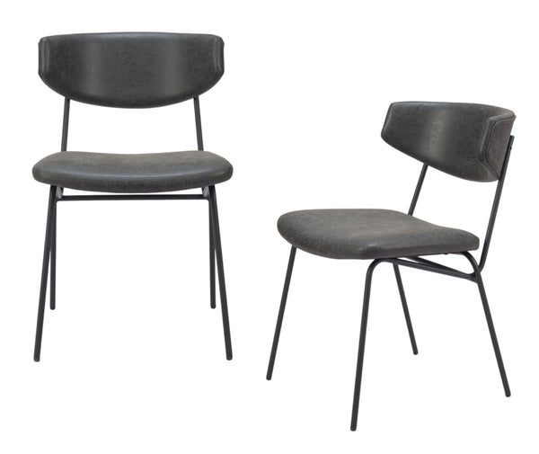 HomeRoots Set of Two Gray and Black Upholstered Faux Leather Dining Chairs – Modern Comfort & Versatile Style 555809