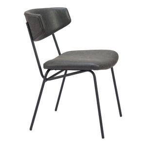 Homeroots Set Of Two Stylish Gray And Black Upholstered Faux Leather Dining Chairs – Versatile Accent Seating!   555809
