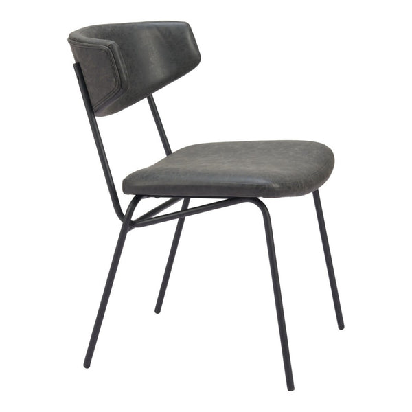 Homeroots Set Of Two Stylish Gray And Black Upholstered Faux Leather Dining Chairs – Versatile Accent Seating!   555809