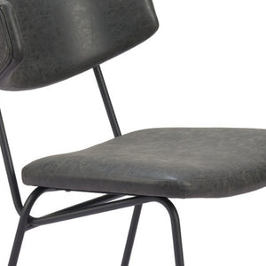 Homeroots Set Of Two Stylish Gray And Black Upholstered Faux Leather Dining Chairs – Versatile Accent Seating!   555809