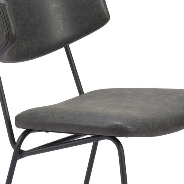 Homeroots Set Of Two Stylish Gray And Black Upholstered Faux Leather Dining Chairs – Versatile Accent Seating!   555809