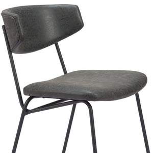 Homeroots Set Of Two Stylish Gray And Black Upholstered Faux Leather Dining Chairs – Versatile Accent Seating!   555809