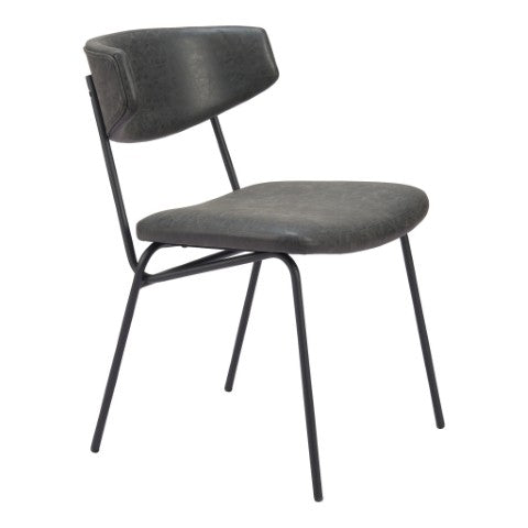 Homeroots Set Of Two Stylish Gray And Black Upholstered Faux Leather Dining Chairs – Versatile Accent Seating!   555809