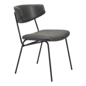 Homeroots Set Of Two Stylish Gray And Black Upholstered Faux Leather Dining Chairs – Versatile Accent Seating!   555809