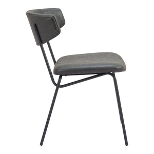 Homeroots Set Of Two Stylish Gray And Black Upholstered Faux Leather Dining Chairs – Versatile Accent Seating!   555809