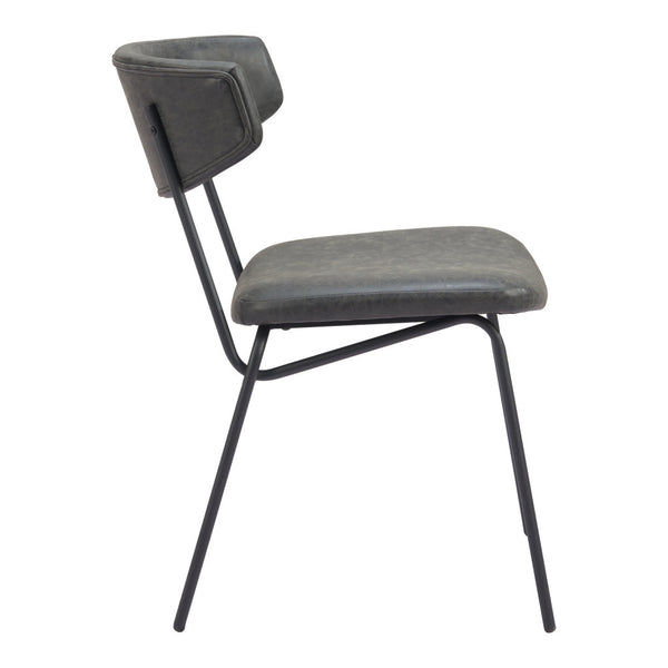 Homeroots Set Of Two Stylish Gray And Black Upholstered Faux Leather Dining Chairs – Versatile Accent Seating!   555809