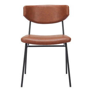 HomeRoots Set of Two Stylish Brown and Black Faux Leather Open Back Dining Chairs for Modern Living Spaces 555810