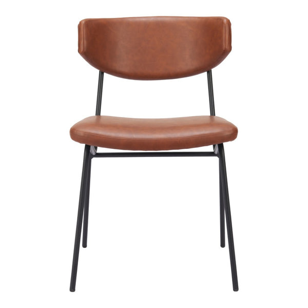 HomeRoots Set of Two Stylish Brown and Black Faux Leather Open Back Dining Chairs for Modern Living Spaces 555810