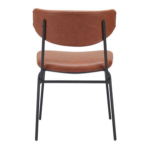 HomeRoots Set of Two Stylish Brown and Black Faux Leather Open Back Dining Chairs for Modern Living Spaces 555810