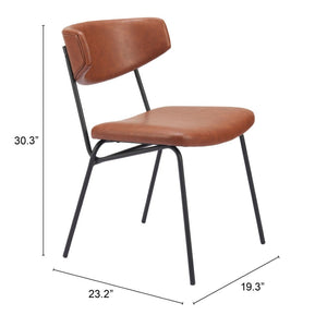 HomeRoots Set of Two Stylish Brown and Black Faux Leather Open Back Dining Chairs for Modern Living Spaces 555810