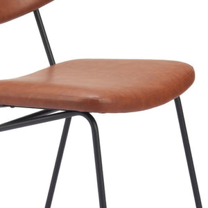 HomeRoots Set of Two Stylish Brown and Black Faux Leather Open Back Dining Chairs for Modern Living Spaces 555810