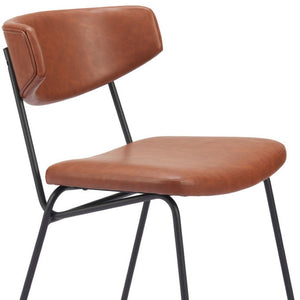 HomeRoots Set of Two Stylish Brown and Black Faux Leather Open Back Dining Chairs for Modern Living Spaces 555810