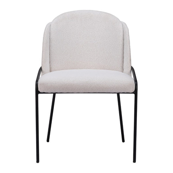 Set of Two Faux Fur Upholstered Dining Side Chairs with Steel Legs for Modern Rooms