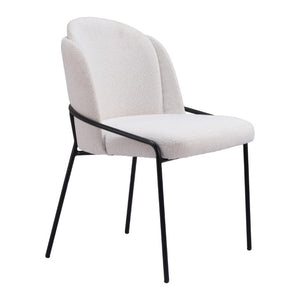 Set of Two Faux Fur Upholstered Dining Side Chairs with Steel Legs for Modern Rooms