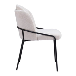 Set of Two Faux Fur Upholstered Dining Side Chairs with Steel Legs for Modern Rooms