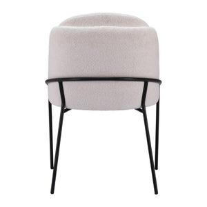 Set of Two Faux Fur Upholstered Dining Side Chairs with Steel Legs for Modern Rooms