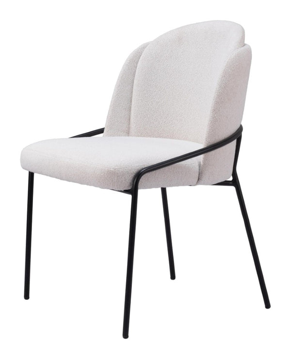 Set of Two Faux Fur Upholstered Dining Side Chairs with Steel Legs for Modern Rooms