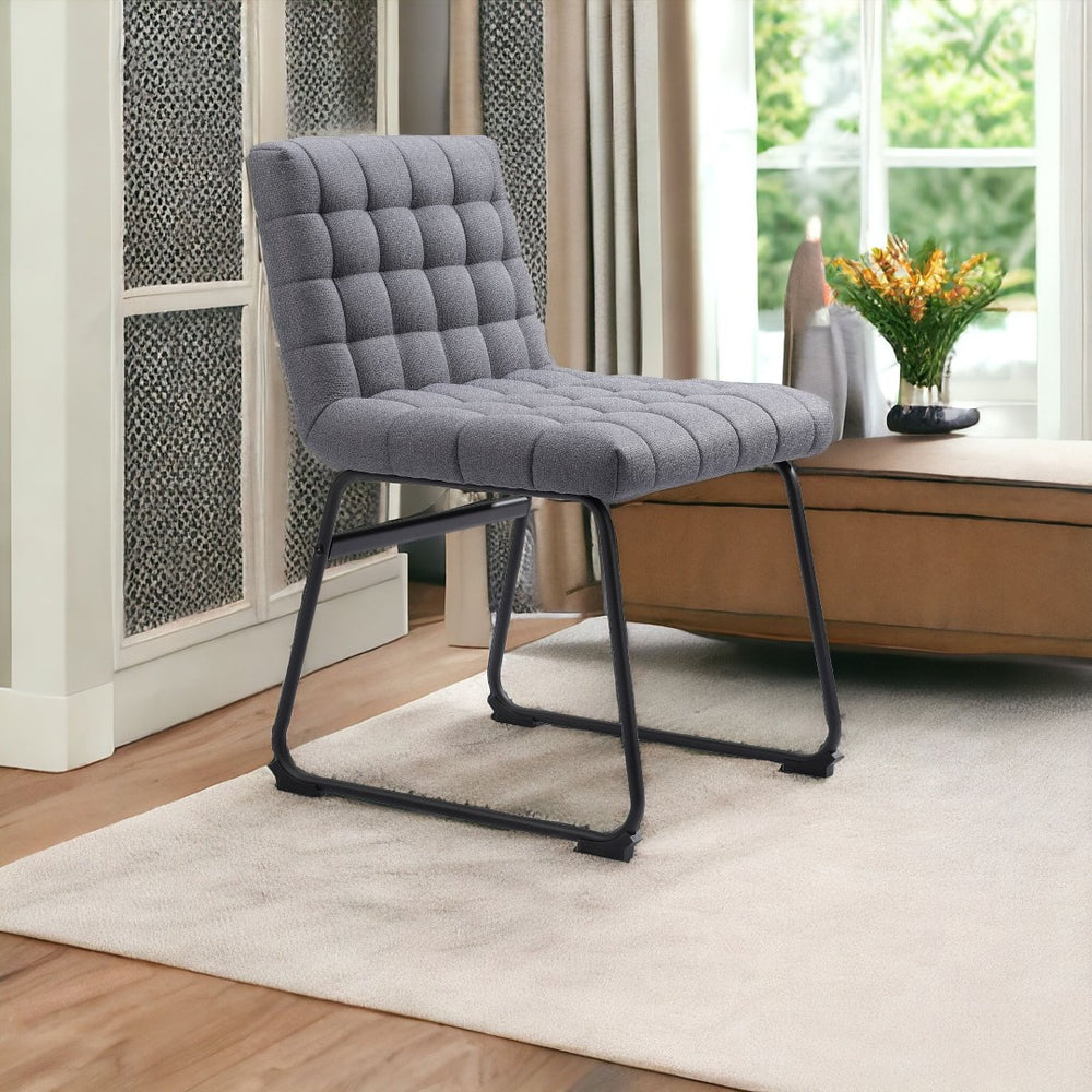 HomeRoots Set of Two Stylish Gray and Black Upholstered Dining Side Chairs for Modern Home Décor & Comfort 555815
