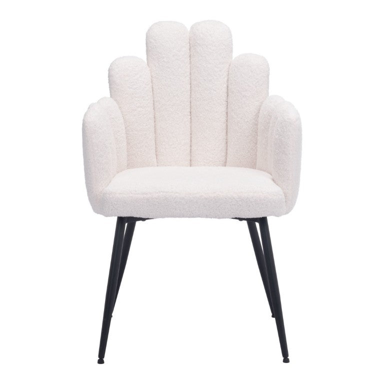 HomeRoots Set of Two Slat Back Arm Chairs with Faux Fur Upholstery for Modern Dining Rooms 555818