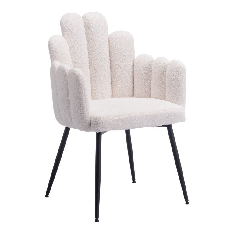 HomeRoots Set of Two Slat Back Arm Chairs with Faux Fur Upholstery for Modern Dining Rooms 555818