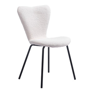 Set of Two Faux Fur Upholstered Dining Side Chairs with Steel Legs for Modern Rooms