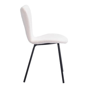 Set of Two Faux Fur Upholstered Dining Side Chairs with Steel Legs for Modern Rooms