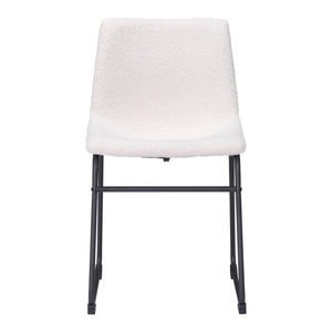 HomeRoots Set of Two Stylish Ivory Faux Fur Dining Chairs with Black Legs for Modern Homes and Comfort 555828