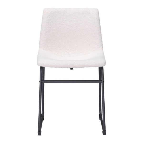HomeRoots Set of Two Stylish Ivory Faux Fur Dining Chairs with Black Legs for Modern Homes and Comfort 555828