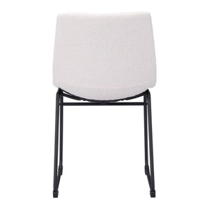 HomeRoots Set of Two Stylish Ivory Faux Fur Dining Chairs with Black Legs for Modern Homes and Comfort 555828
