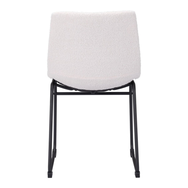 HomeRoots Set of Two Stylish Ivory Faux Fur Dining Chairs with Black Legs for Modern Homes and Comfort 555828