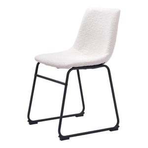 HomeRoots Set of Two Stylish Ivory Faux Fur Dining Chairs with Black Legs for Modern Homes and Comfort 555828