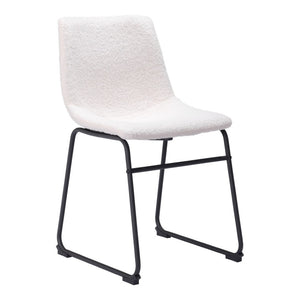 HomeRoots Set of Two Stylish Ivory Faux Fur Dining Chairs with Black Legs for Modern Homes and Comfort 555828