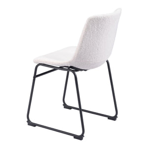 HomeRoots Set of Two Stylish Ivory Faux Fur Dining Chairs with Black Legs for Modern Homes and Comfort 555828