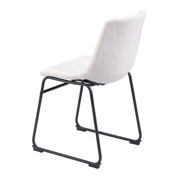 HomeRoots Set of Two Stylish Ivory Faux Fur Dining Chairs with Black Legs for Modern Homes and Comfort 555828