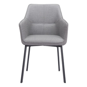 HomeRoots Set of Two Contemporary Gray Upholstered Dining Arm Chairs for Versatile Home Comfort & Style 555833