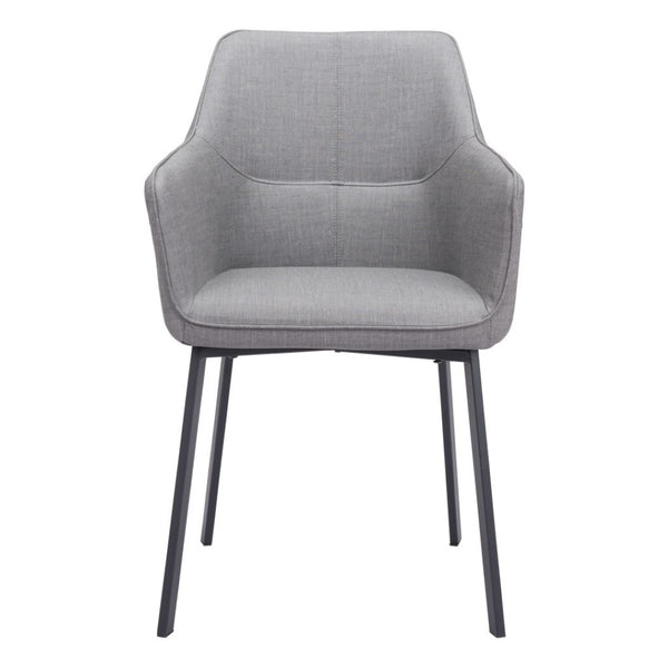HomeRoots Set of Two Contemporary Gray Upholstered Dining Arm Chairs for Versatile Home Comfort & Style 555833