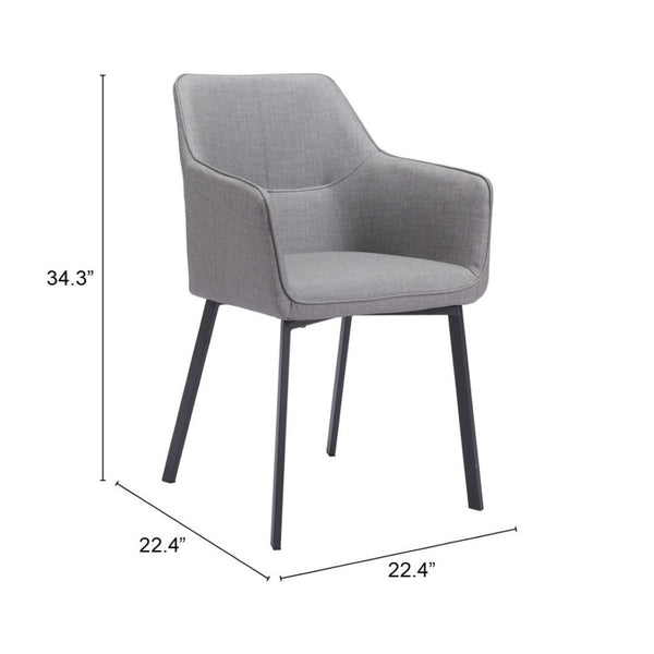 HomeRoots Set of Two Contemporary Gray Upholstered Dining Arm Chairs for Versatile Home Comfort & Style 555833