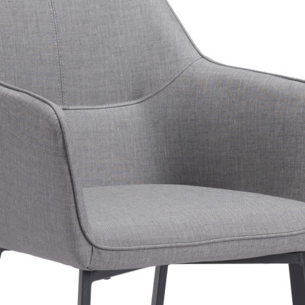 HomeRoots Set of Two Contemporary Gray Upholstered Dining Arm Chairs for Versatile Home Comfort & Style 555833