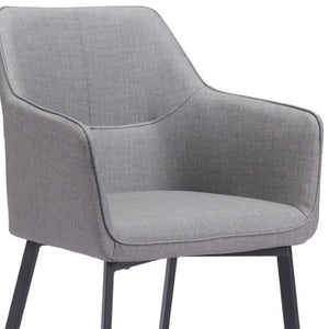 HomeRoots Set of Two Contemporary Gray Upholstered Dining Arm Chairs for Versatile Home Comfort & Style 555833