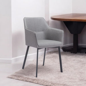 HomeRoots Set of Two Contemporary Gray Upholstered Dining Arm Chairs for Versatile Home Comfort & Style 555833