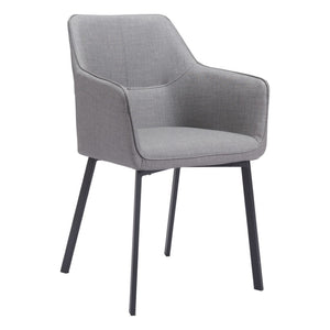 HomeRoots Set of Two Contemporary Gray Upholstered Dining Arm Chairs for Versatile Home Comfort & Style 555833