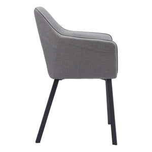 HomeRoots Set of Two Contemporary Gray Upholstered Dining Arm Chairs for Versatile Home Comfort & Style 555833