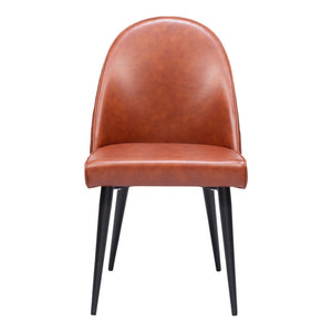 HomeRoots Set of Two Modern Brown and Black Upholstered Faux Leather Dining Side Chairs for Versatile Comfort 555835