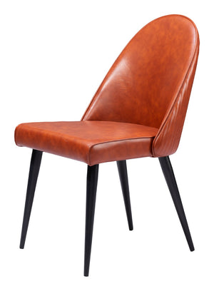HomeRoots Set of Two Modern Brown and Black Upholstered Faux Leather Dining Side Chairs for Versatile Comfort 555835