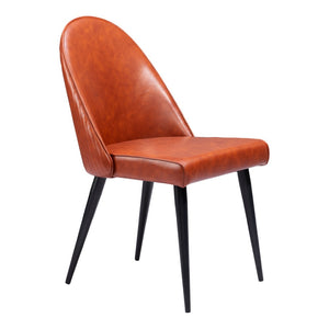 HomeRoots Set of Two Modern Brown and Black Upholstered Faux Leather Dining Side Chairs for Versatile Comfort 555835